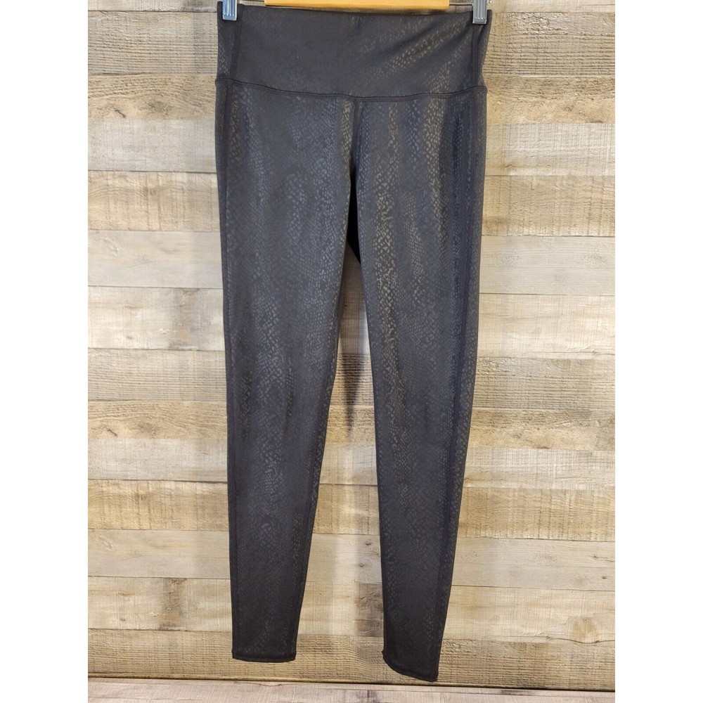 Athleta Yoga Pants Leggings Snakeskin Printed Small Black Activewear